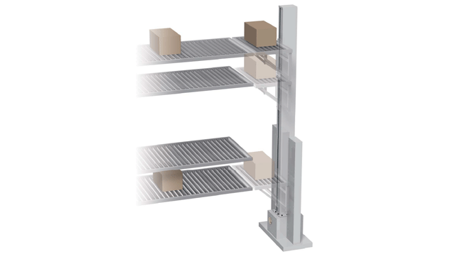 롤러 컨베이어 사이의 수직 이송