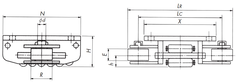 가로 가이드 롤러 부착